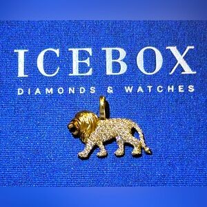Icebox Jewelry Solid 14k Pave Diamond Baby Lion Walking Pendant W/ Org Receipt